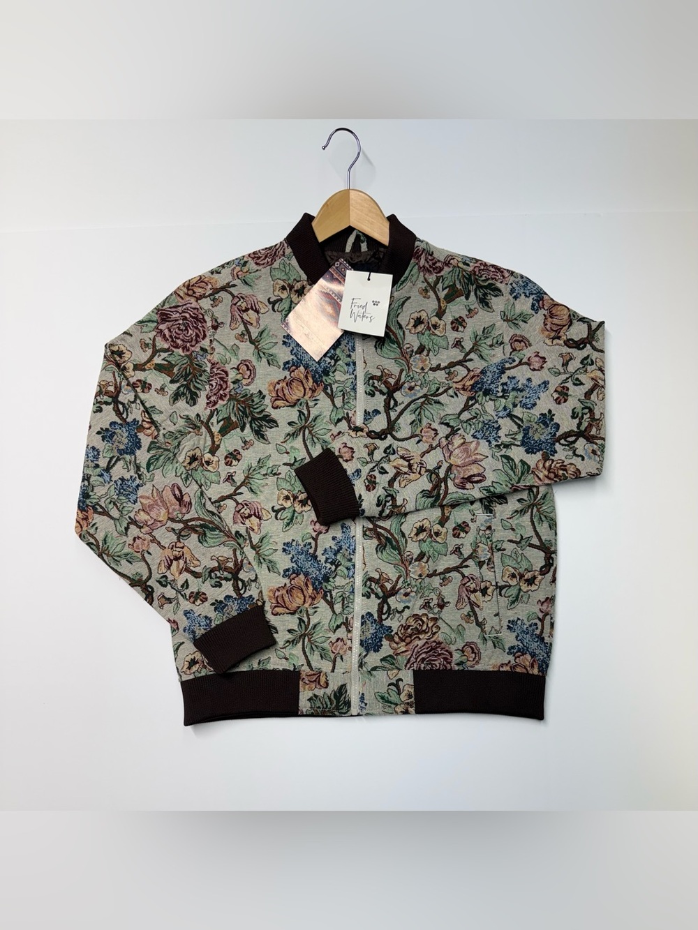 FRIED WATERS Tapestry Floral Jacket  Bomber  Jacket Full Zip Mens Medium NWT